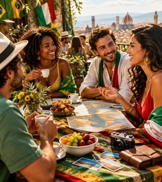 Brazilian and Italian friends talking